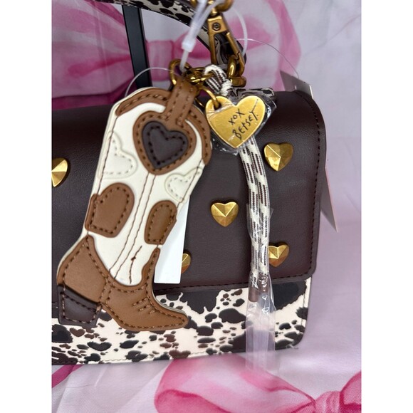Betsey Johnson XO Mylo Heart Cow Print Shoulder Bag - Picture 3 of 8